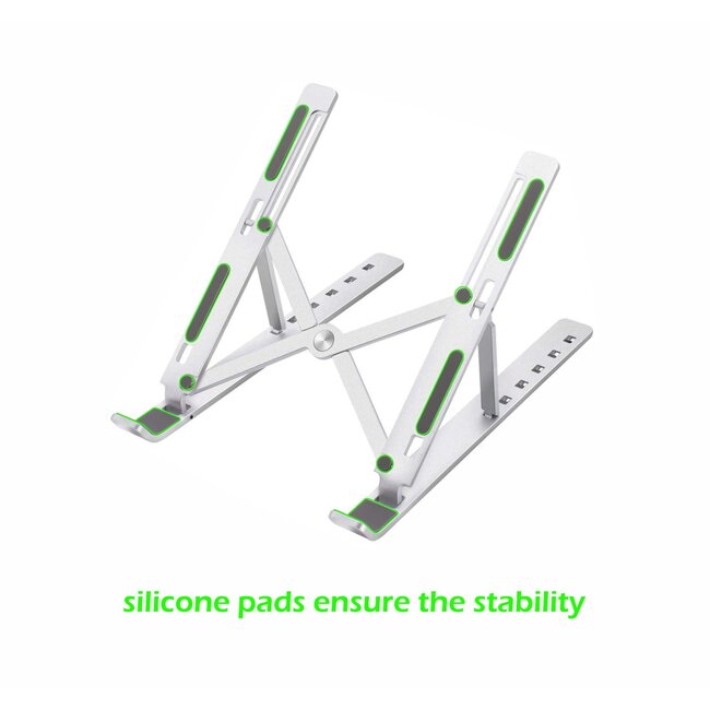 Swissten Laptopstandaard - t/m 15.6 inch laptops - Ergonomisch - Verstelbaar en Opvouwbaar - Aluminium - Zilver