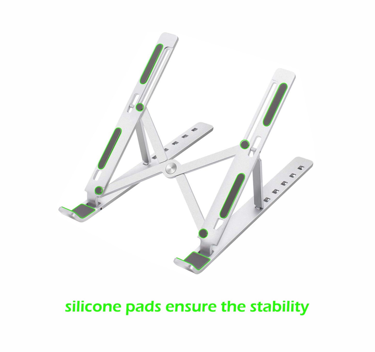 Swissten Laptopstandaard - t/m 15.6 inch laptops - Ergonomisch - Verstelbaar en Opvouwbaar - Aluminium - Zilver