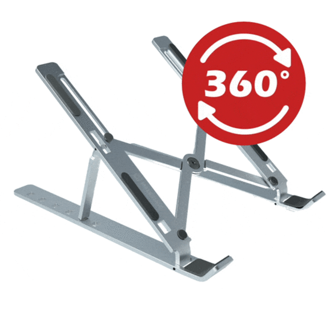 Swissten Laptopstandaard - t/m 15.6 inch laptops - Ergonomisch - Verstelbaar en Opvouwbaar - Aluminium - Zilver