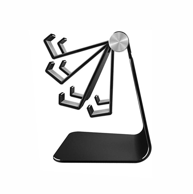 Swissten Verstelbare Telefoonhouder Bureau - Smartphone/Tablet Standaard - Aluminium - Zwart