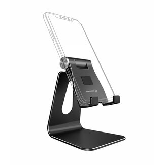 Swissten Swissten Verstelbare Telefoonhouder Bureau - Smartphone/Tablet Standaard - Aluminium - Zwart