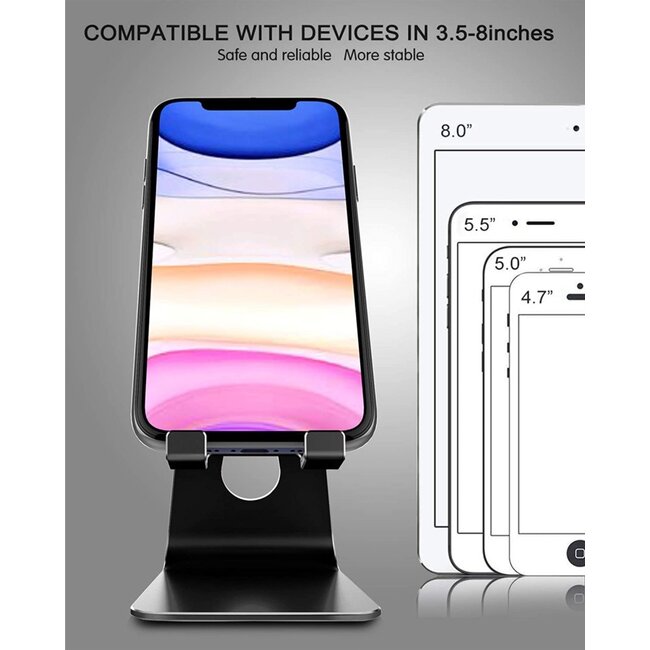 Swissten Verstelbare Telefoonhouder Bureau - Smartphone/Tablet Standaard - Aluminium - Zwart