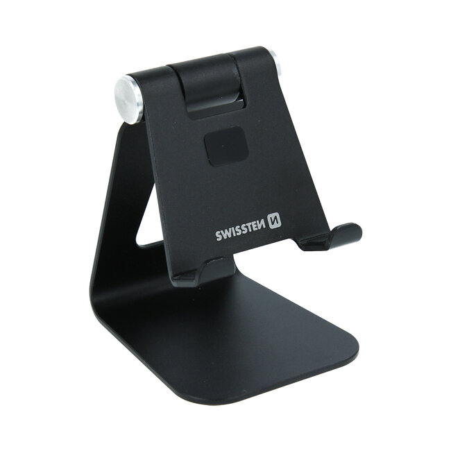Swissten Verstelbare Telefoonhouder Bureau - Smartphone/Tablet Standaard - Aluminium - Zwart