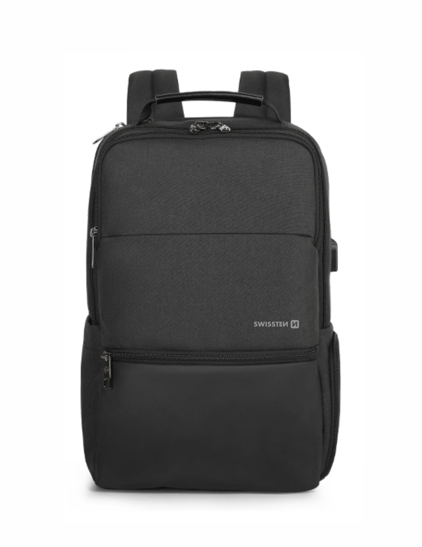 Swissten Laptoptas - Waterbestendige Rugzak - Anti-diefstal - inclusief USB-aansluiting - geschikt voor laptops t/m 15.6 inch - Zwart