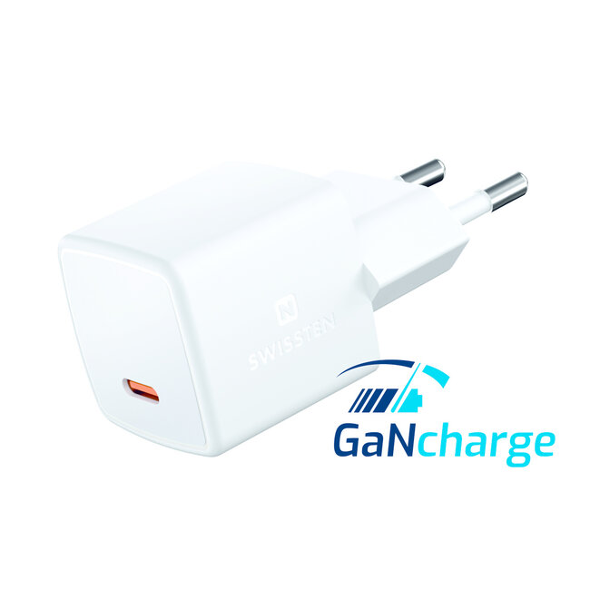 Swissten USB-C Snellader - GaN technologie - 25W - Wit