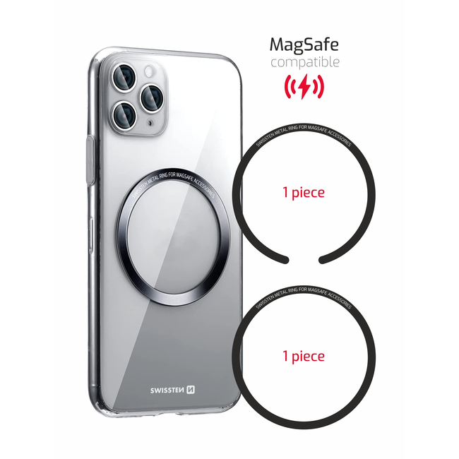Swissten MagSafe ringen - Magnetische sticker - Set van 2 - Zwart
