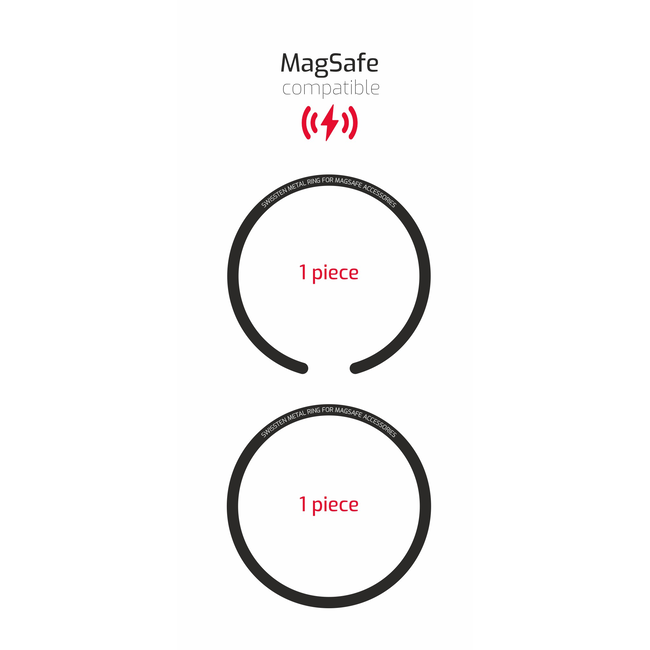 Swissten MagSafe ringen - Magnetische sticker - Set van 2 - Zwart