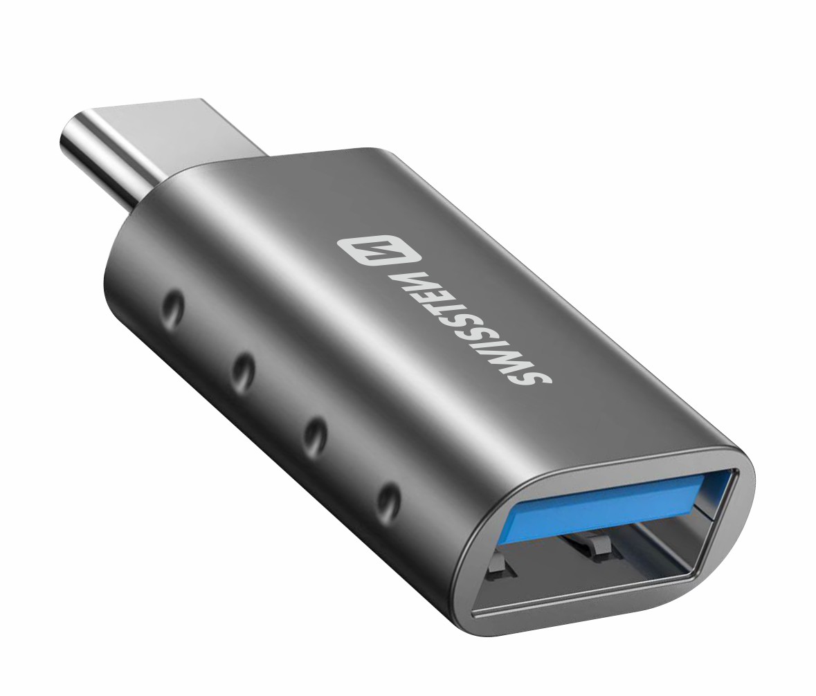 Swissten USB-A naar USB-C Adapter - Converter - Grijs