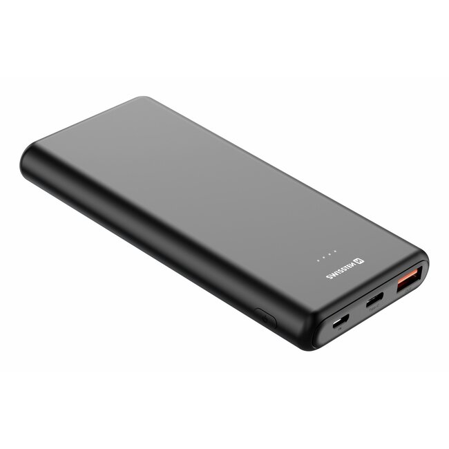Swissten Powerbank Power Line - 10.000 mAh - USB & USB-C - Zwart