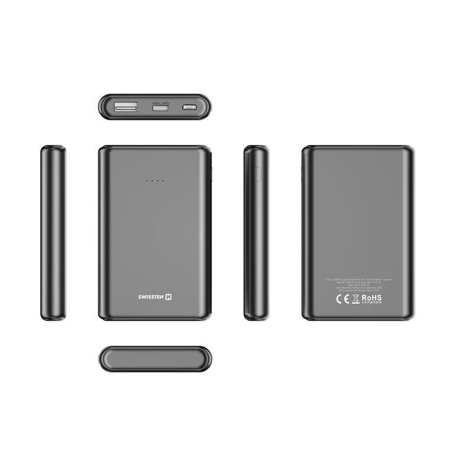 Swissten Powerbank Power Line - 5000 mAh - Zwart