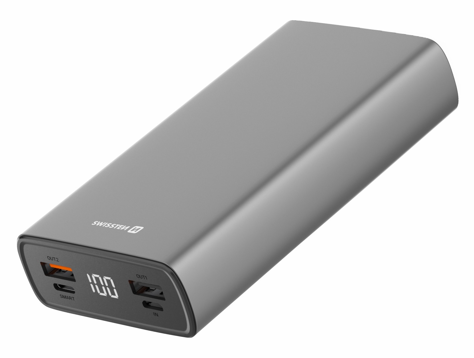 Swissten Powerbank Aluminium Body - 20.000 mAh - Grijs