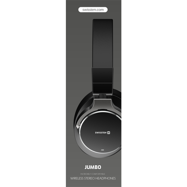 Swissten Jumbo - Draadloze Bluetooth Over-ear koptelefoon met Noise Cancelling - Zwart
