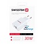 Swissten USB-C Snellader - 2 poorten - GaN technologie - 30W - Wit