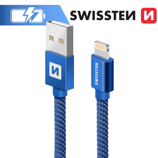 Swissten Lightning naar USB Kabel 1.2M Blauw