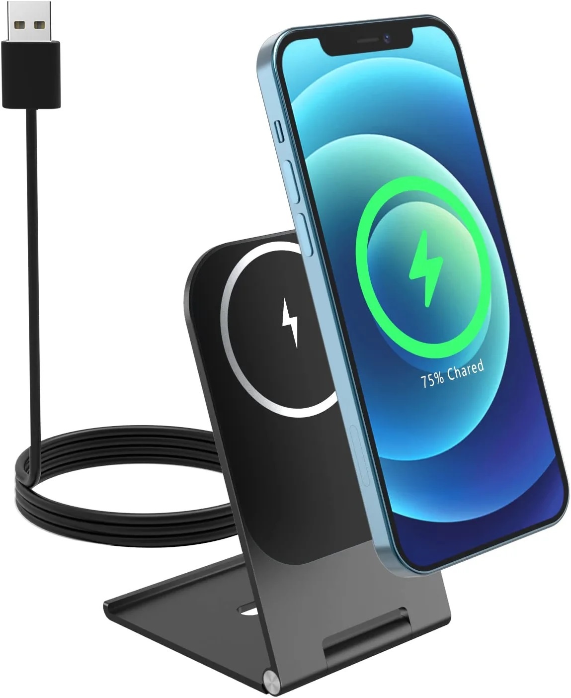 Swissten Ultradunne MagSafe Standaard - Wireless charger - Zwart