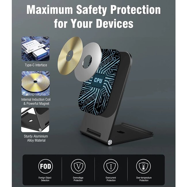 Swissten Ultradunne MagSafe Standaard - Wireless charger - Zwart