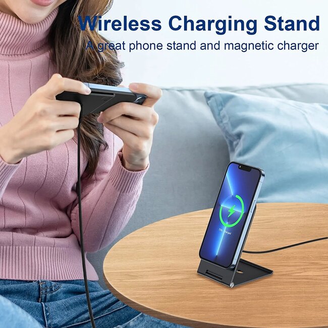 Swissten Ultradunne MagSafe Standaard - Wireless charger - Zwart