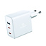 Swissten USB-C Snellader - 3 poorten - GaN technologie - 2x USB-C & 1x USB-A - 70W - Wit