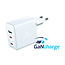 Swissten USB-C Snellader - 3 poorten - GaN technologie - 2x USB-C & 1x USB-A - 70W - Wit