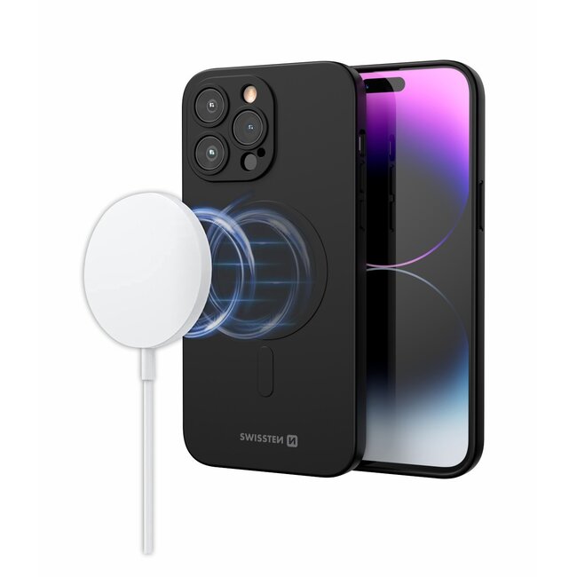 Swissten MagSafe hoesje - iPhone 12 Pro Max - Siliconen - Zwart