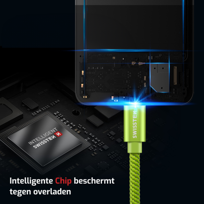 Swissten USB-C naar USB-A Kabel 1.2M Groen