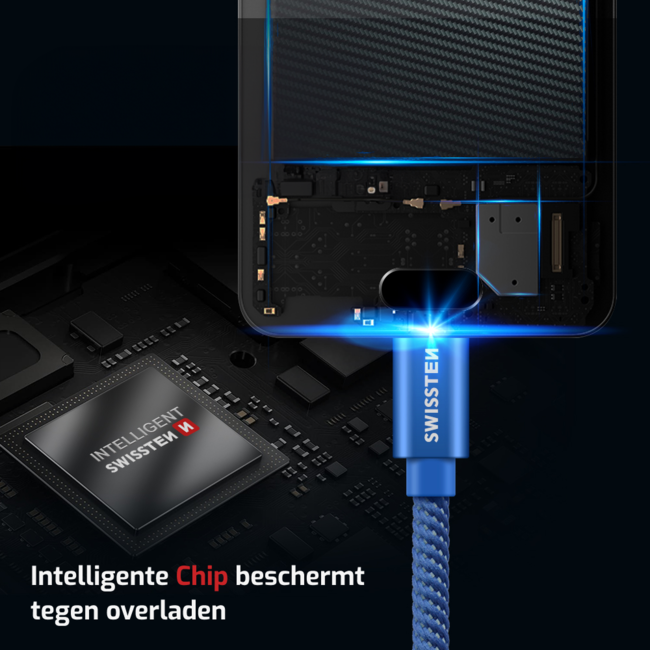 Swissten USB-C naar USB-C Kabel 1.2M Grijs