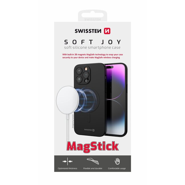 Swissten MagSafe hoesje - iPhone 15 Pro Max - Siliconen - Zwart
