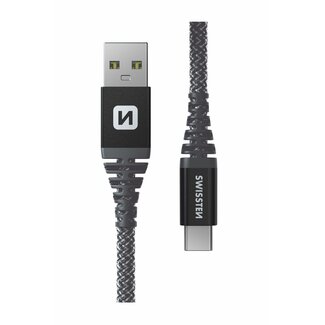 Swissten Swissten Kevlar USB-A naar USB-C kabel - 1.5M - Zwart