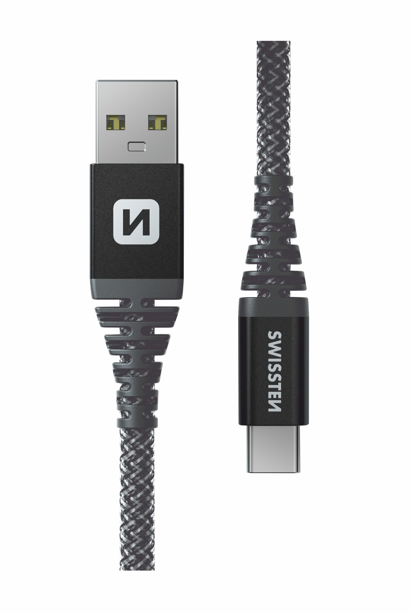 Swissten Kevlar USB-A naar USB-C kabel - 1.5M - Zwart