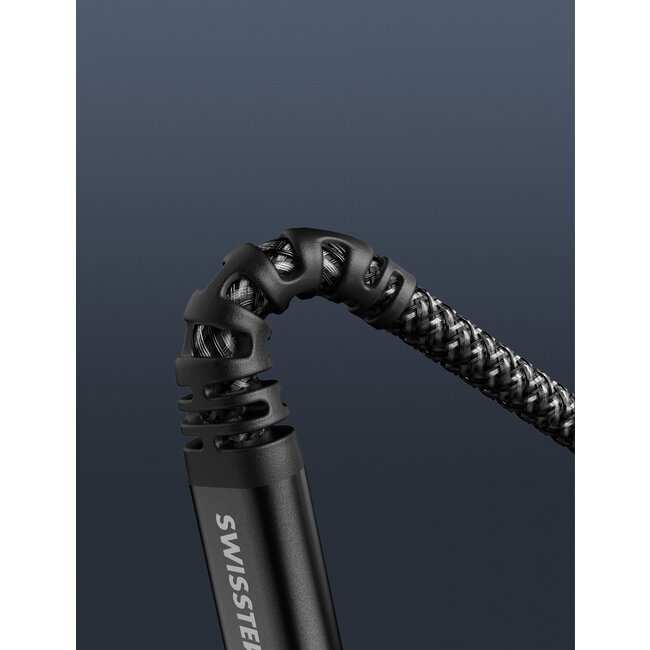 Swissten Kevlar USB-A naar USB-C kabel - 1.5M - Zwart