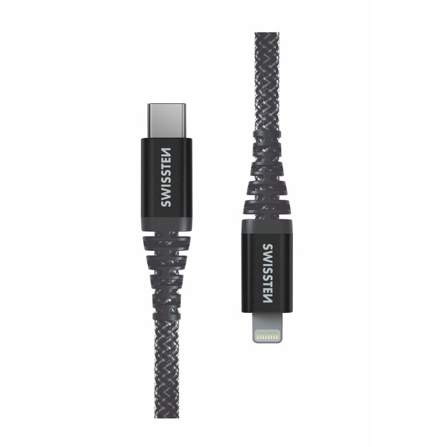 Swissten Kevlar USB-C naar Lightning kabel - 1.5M - Zwart