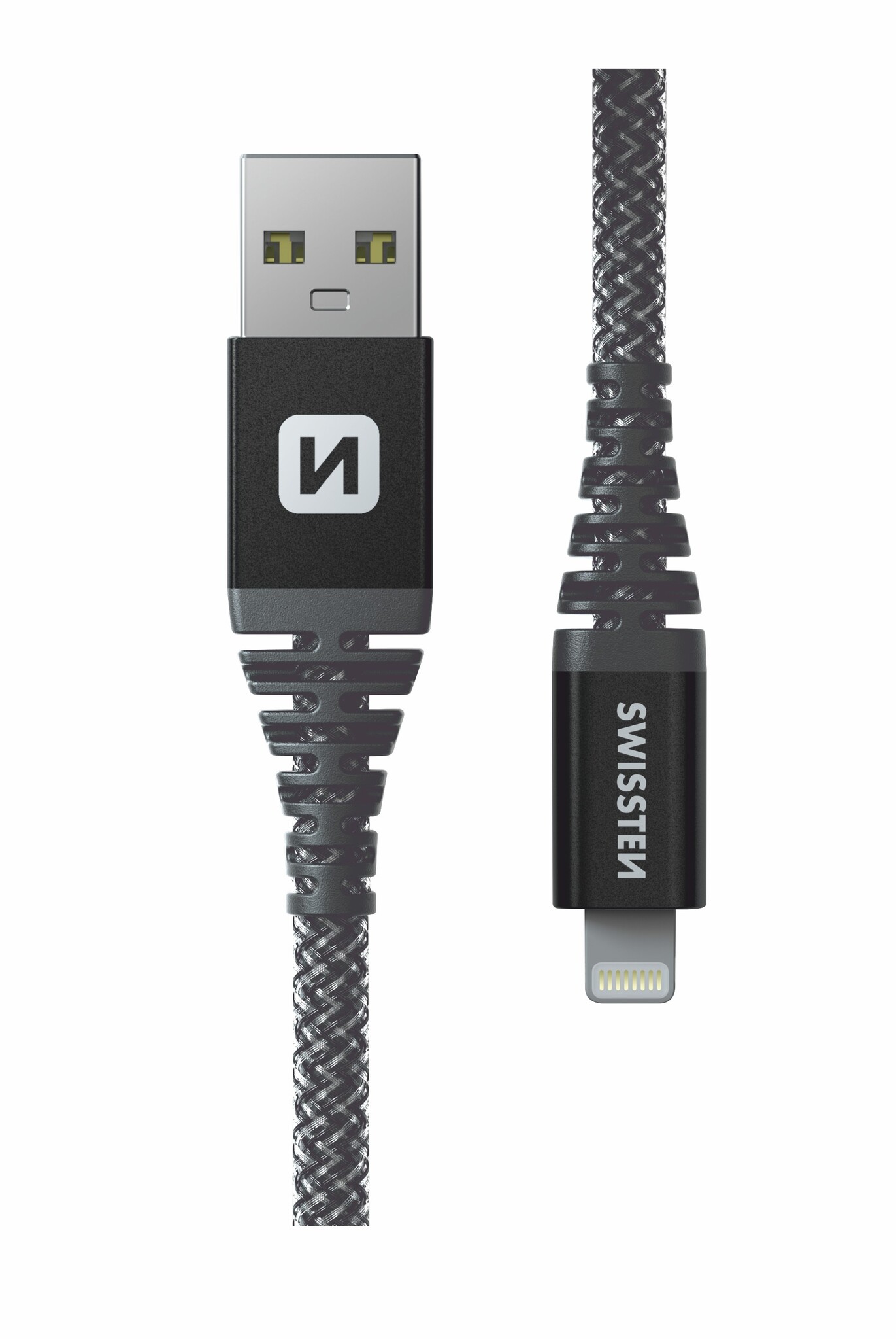 Swissten Kevlar USB-A naar Lightning kabel - 1.5M - Zwart