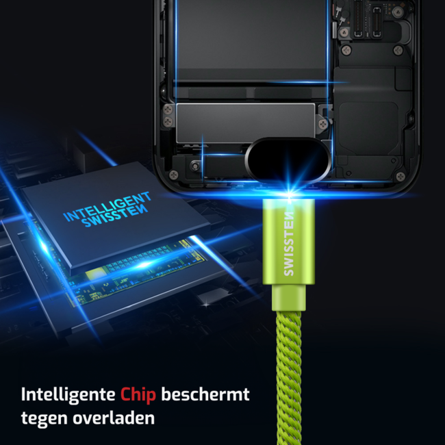 Swissten Micro-USB naar USB kabel - 0.2M - Groen