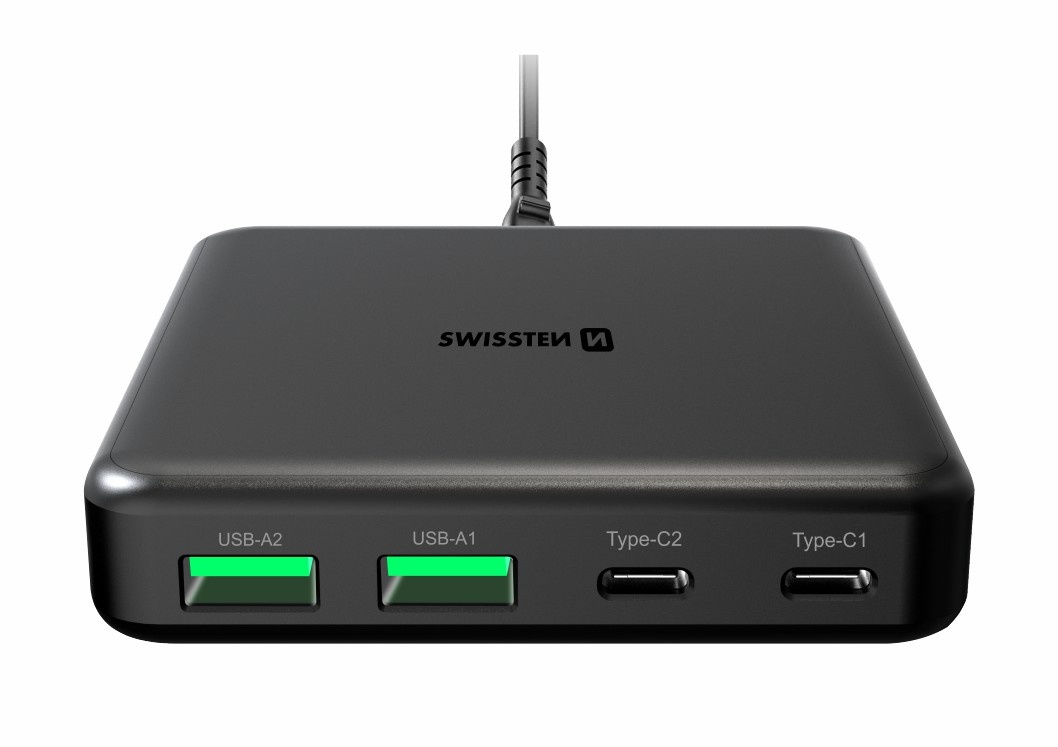 Swissten Snellader 4 Poorten - 65W