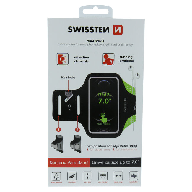 Swissten Hardloop Telefoonhouder - Waterdichte Hardloopband - t/m 7 inch - Groen
