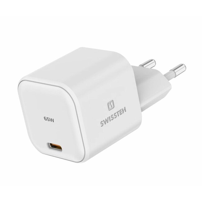 Swissten USB-C Snellader - GaN technologie - 65W - Wit