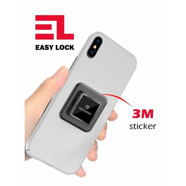 Swissten Easy Lock - 3M Sticker - Zwart