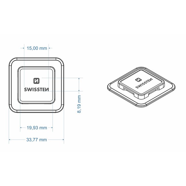 Swissten Easy Lock - 3M Sticker - Zwart