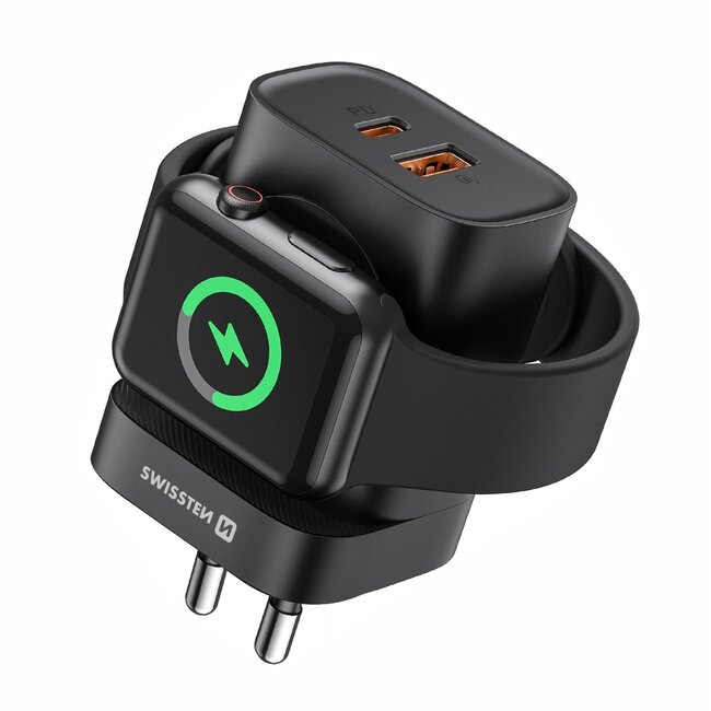 Swissten Apple Watch USB Oplader - 22.5W - Zwart