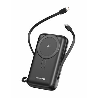 Swissten Swissten Powerbank Magsafe Compatible - 20.000 mAh - 20W - Ingebouwde kabels - Zwart