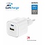 Swissten USB-C Snellader - 2 poorten - GaN technologie - 20W - Wit