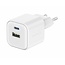 Swissten USB-C Snellader - 2 poorten - GaN technologie - 20W - Wit
