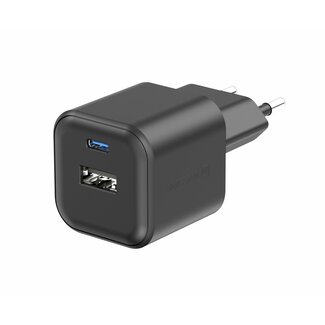 Swissten Swissten USB-C Snellader - 2 poorten - GaN technologie - 20W - Zwart