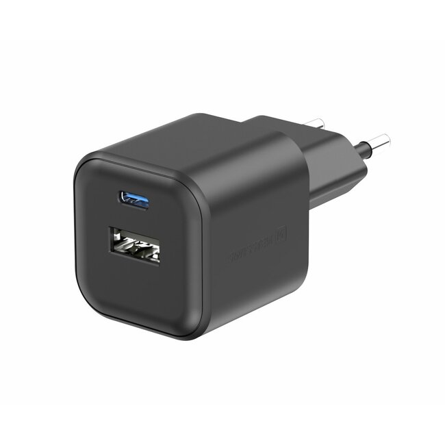 Swissten USB-C Snellader - 2 poorten - GaN technologie - 20W - Zwart
