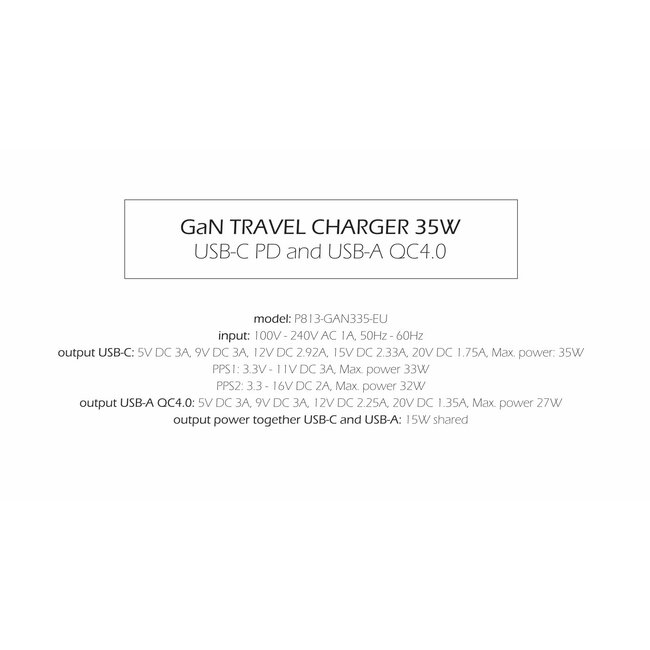 Swissten USB-C Snellader - 2 poorten - GaN technologie - 35W - Wit