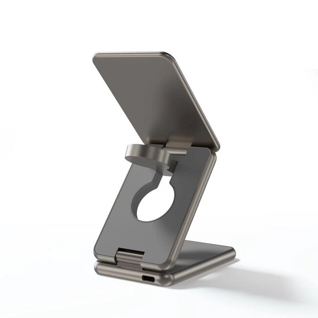 Swissten 3 in 1 Draadloze Oplader Opvouwbaar - Magsafe Compatible standaard - 23W - Grijs