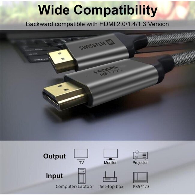 Swissten HDMI 2.0 Kabel 1M - 4K - 60HZ