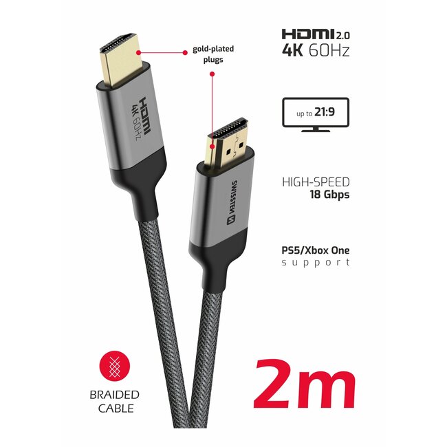 Swissten HDMI 2.0 Kabel 2M - 4K - 60HZ