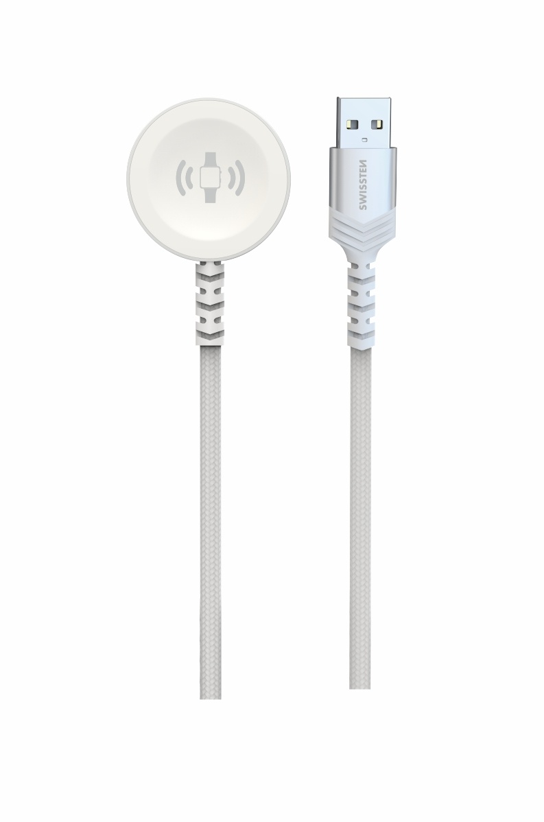 Swissten Draadloze Magnetische Oplaadkabel - Geschikt voor Apple Watch - USB-A - 1.2M - Wit
