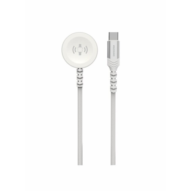 Swissten Draadloze Magnetische Oplaadkabel - Geschikt voor Apple Watch - USB-C - 1.2M - Wit